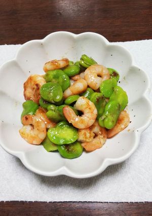 そら豆と海老の炒め(中華風にと)-レシピのメイン写真