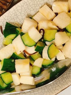 簡単!山芋ときゅうりと塩昆布のワサビ和え-レシピのメイン写真
