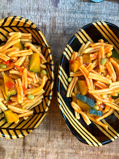 カボチャと枝豆のトマトソースパスタ-レシピのメイン写真