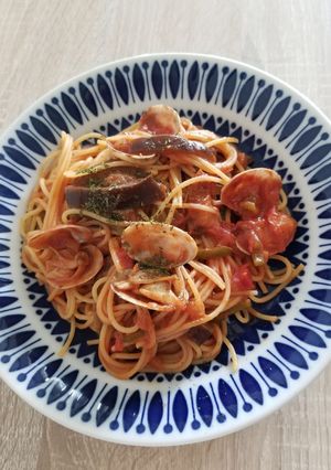 簡単♪あさりとなすのナポリタン-レシピのメイン写真