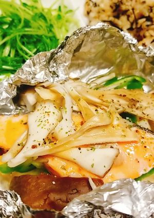 残り野菜で！鮭のホイル焼き-レシピのメイン写真