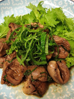 さっぱり味♪大葉まみれの♪鶏ハツ炒め-レシピのメイン写真