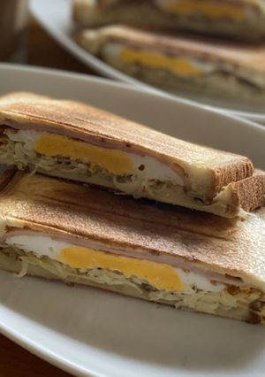 キャベツとハムエッグのホットサンド-レシピのメイン写真