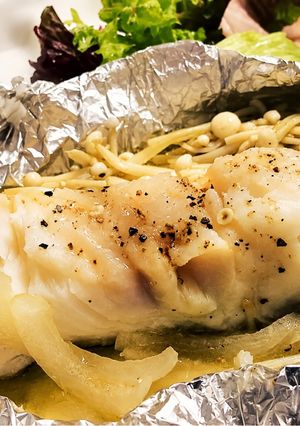 簡単フライパン☆白身魚(タラ)ホイル焼き-レシピのメイン写真