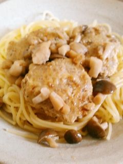 豚ミンチの和風ハンバーグonスパゲッティ-レシピのメイン写真