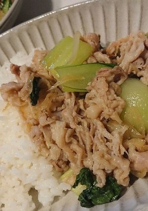 豚バラ青梗菜のオイ丼-レシピのメイン写真