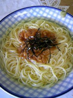 スパゲティをお茶漬けで~なめ茸編~-レシピのメイン写真