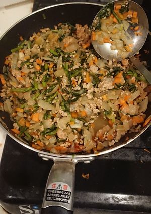 春菊のガパオライス風ひき肉炒め-レシピのメイン写真