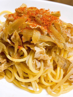 豚バラごぼうの焼肉パスタ-レシピのメイン写真