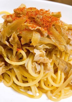 豚バラごぼうの焼肉パスタ-レシピのメイン写真