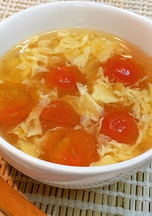 簡単！玉子とミニトマトの中華スープ-レシピのメイン写真