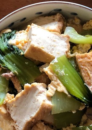 旬のチンゲン菜と厚揚げの卵とじ-レシピのメイン写真