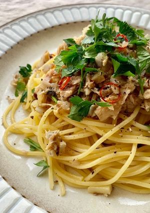 鯖缶とレンコンのペペロンチーノ-レシピのメイン写真