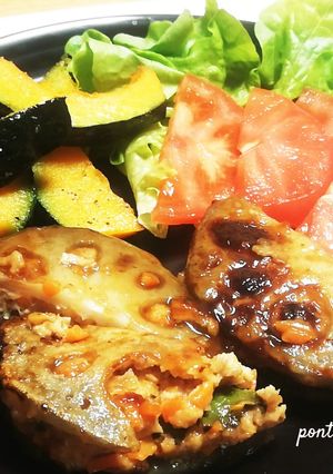 野菜たっぷり・レンコンはさみ焼き-レシピのメイン写真