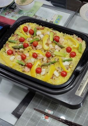 ホットプレートでシーフードパエリア-レシピのメイン写真