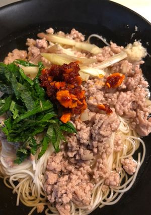 ぶっかけ素麺　豚挽きのせ-レシピのメイン写真