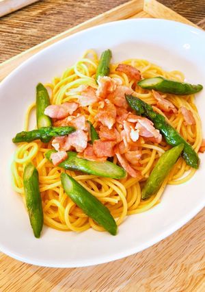 絶対美味い！アスパラとベーコンのパスタ！-レシピのメイン写真