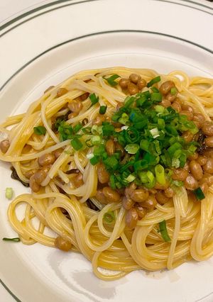 5分で完成混ぜるだけ！塩昆布の納豆パスタ-レシピのメイン写真