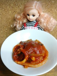 リカちゃん♡イカたまピのトマトジュース煮-レシピのメイン写真
