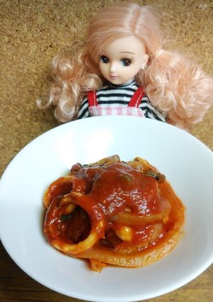 リカちゃん♡イカたまピのトマトジュース煮-レシピのメイン写真