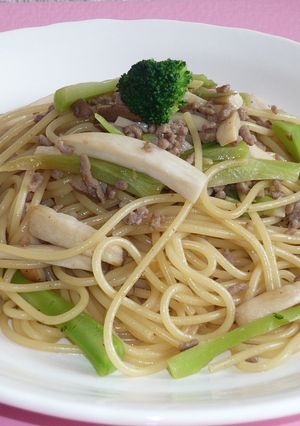 挽肉とキノコのチャイニーズパスタ-レシピのメイン写真