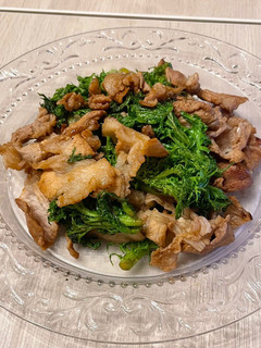 わさび菜と豚肉炒め-レシピのメイン写真
