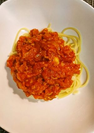 餃子具ミートソーススパゲッティ-レシピのメイン写真