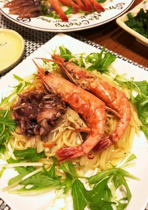 甘エビと生ホタルイカのペペロンチーノ-レシピのメイン写真