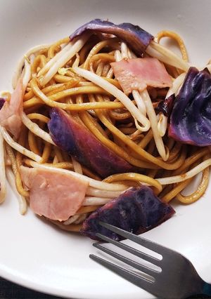 免疫力！紫キャベツともやしの時短焼きそば-レシピのメイン写真