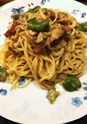 空豆のクリームパスタ2人前-レシピのメイン写真