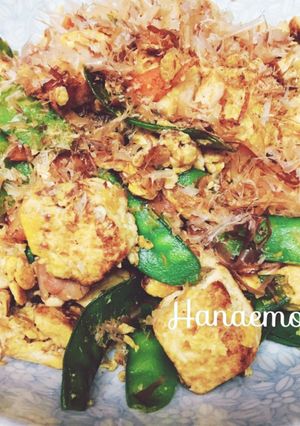 絹さやと木綿豆腐のチャンプル風炒め-レシピのメイン写真
