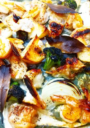 超簡単！チキンとエビと野菜のグリル-レシピのメイン写真