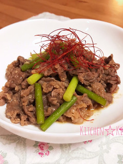 【子供と作る】ニンニクの芽と牛肉炒め♪-レシピのメイン写真