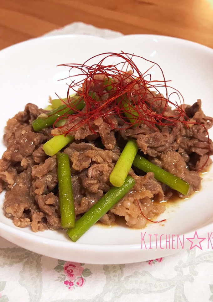 【子供と作る】ニンニクの芽と牛肉炒め♪-レシピのメイン写真