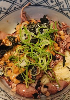 【簡単】糖質ゼロ麺ホタルイカ納豆和えそば-レシピのメイン写真