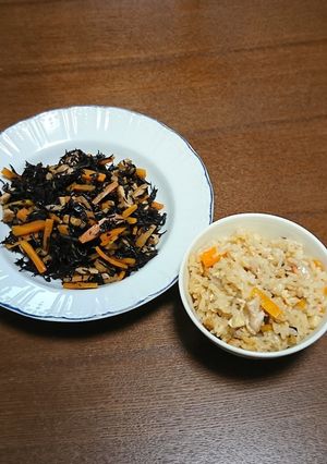 切餅中華おこわ＆ひじき煮物＋離乳食完了期-レシピのメイン写真