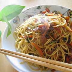 A picture of ししゃものオイルサーディン風パスタ.