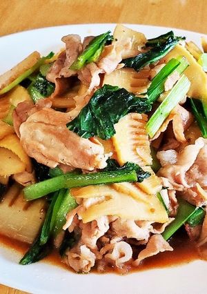 筍と小松菜のオイスター炒め +焼きそば-レシピのメイン写真
