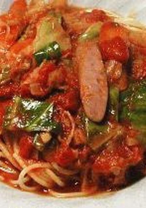 ソーセージとキャベツのスパゲティ-レシピのメイン写真