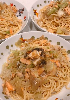 鮭、しらす、レタスの和風バター醤油パスタ-レシピのメイン写真