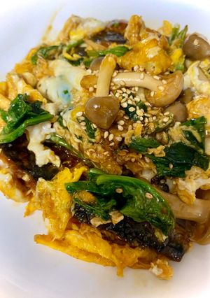 イワシの蒲焼半熟卵とじ-レシピのメイン写真