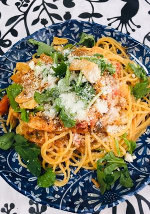 サバ缶トマトパスタ カリカリガーリック-レシピのメイン写真