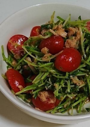 豆苗とトマトとツナのサラダ by らーたん☆かーたん 【クックパッド