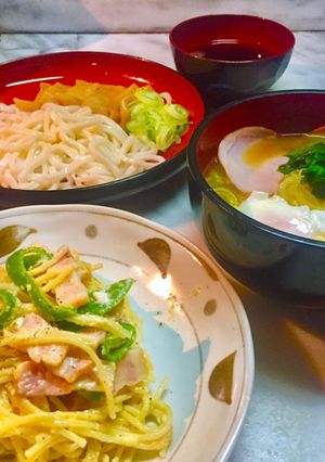 No2516昼飯はパスタと饂飩とラーメン-レシピのメイン写真
