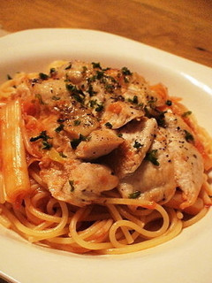 *長ネギとチキンのトマトパスタ-レシピのメイン写真
