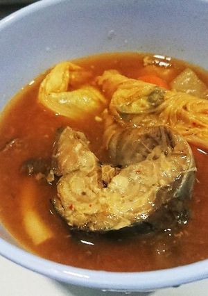 【男飯】鯖のキムチ鍋【一人鍋】-レシピのメイン写真