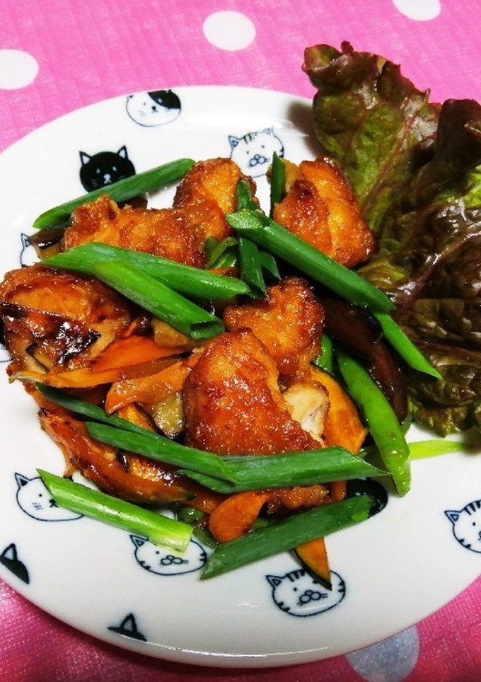 唐揚げ３個と残り野菜でオイスター炒め-レシピのメイン写真