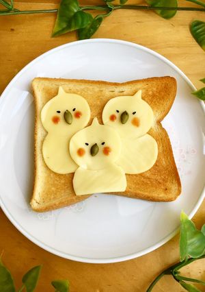 食パンアート★オカメ三兄弟-レシピのメイン写真