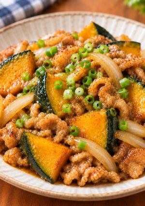 豚こまとかぼちゃのカレー醤油炒め♪簡単20分-レシピのメイン写真
