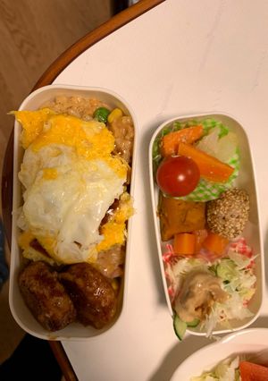 レンジクリーミー味噌キムチオムライス弁当-レシピのメイン写真